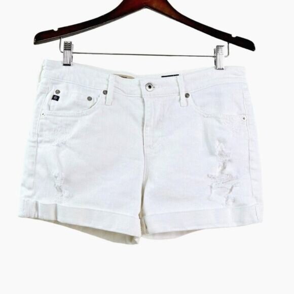 AG Adriano Goldschmied Size 28 Hailey Ex Boyfriend Jean Shorts White - Picture 1 of 10